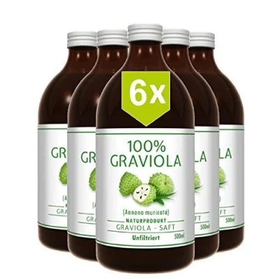 Afbeelding van 6 x 100% SOURSOP SAP (6 500ml) ongefilterd &amp; veganistisch Graviola/ Corossol/ Guanabana/ Zuurzakken