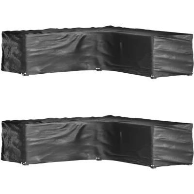 Afbeelding van vidaXL Tuinmeubelhoezen L vormig 2 st 16 oogjes 285x285x70 cm