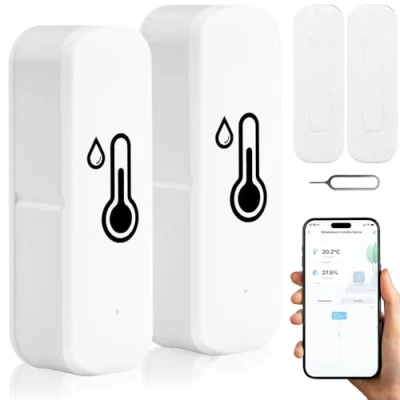 Afbeelding van wifi hygrometer, thermometer sensor: wifi, draadloze thermometer, vochtigheidssensor, temperatuursensor met gegevensregistratie en meldingsalarm werkt de Smart Tuya app