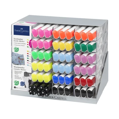 Afbeelding van Faber Castell Textielmarker display POS 110 stuks en 10 wasmarkers