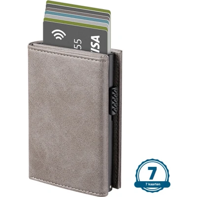 Afbeelding van Wallet Pro Premium Classic Pasjeshouder Grijs Kaarthouder Met Rits 10 Pasjes, Briefgeld en Muntgeld RFID Creditcardhouder Mannen Vrouwen Portemonnee Uitschuifbaar