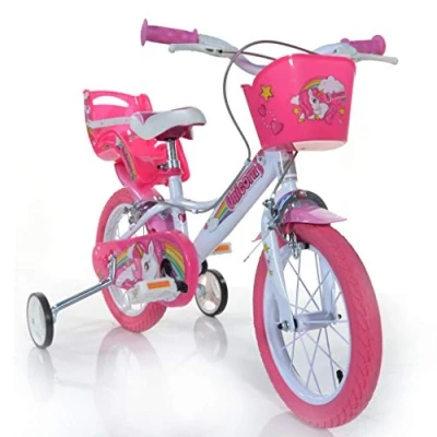 Afbeelding van Dinobikes 144R UN Kinderfiets Dino Bikes eenhoorn: 14 inch,wit/roze