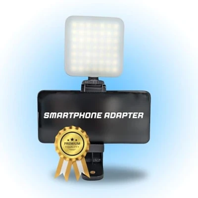 Afbeelding van TronicXL Smartphone statief adapter met LED lamp videolamp houder compatibel Apple iPhone Samsung Xiaomi mobiele telefoons camerastatief tripod mount flitsschoen