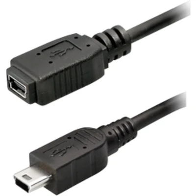 Afbeelding van USB Mini B naar verlengkabel USB2.0 / tot 1A zwart 1,2 meter