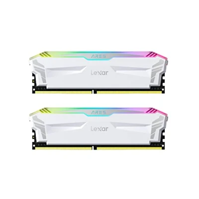 Afbeelding van Lexar ARES RGB DDR4 RAM 16 GB Kit (8 x 2) 4000 MHz, DRAM 288 pins U DIMM Desktop Geheugen, XMP 2.0 High Performance Computer CL18 22 42, PC4 32000, Wit (LD4EU008G R4000GDWA)