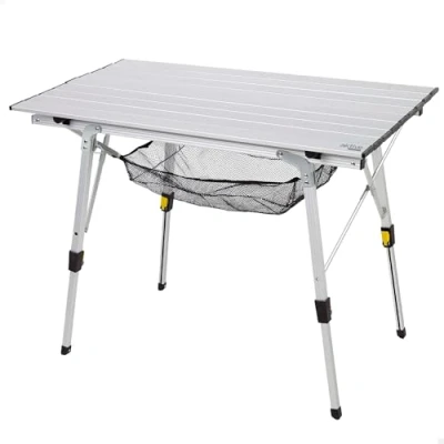 Afbeelding van AKTIVE Klaptafel, 90 x 51 45/70 cm, telescopische poten, antislip tafelblad en frame van aluminium, belastbaar tot 30 kg, afneembaar net, camping, strand, picknick (63052)
