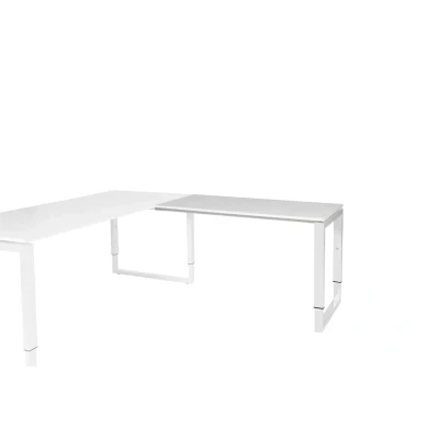 Afbeelding van Domino Plus aanbouwtafel, hoogte instelbaar (62 85cm) met 120x60cm &#039;zwevend&#039; krijtwit 25mm blad en wit (RAL9010) O poot frame