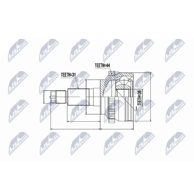 Afbeelding van Homokineet reparatie set, aandrijfas NTY NPZ MZ 053