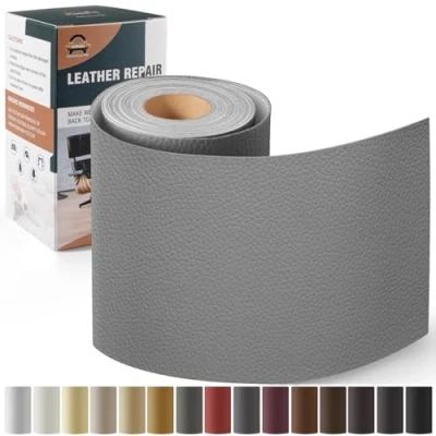 Afbeelding van Leder reparatie kit, 10 x 160 cm OAZ kunstleer zelfklevend, kit lederen patch zelfklevende patches voor autostoelen meubels sofa tassen,Dunkelgrau