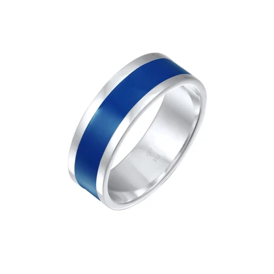 Afbeelding van Kuzzoi Basic GEO Emaille Casual Ring, Heren, Maat: 62, Blau