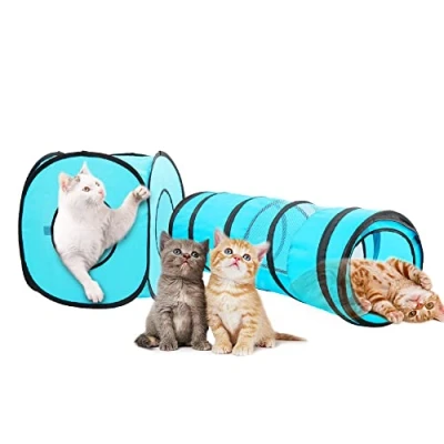 Afbeelding van ALL FOR PAWS Pawise Kattenspeelgoed Kattentunnel en Kattenkubus Pop up Opvouwbaar Kitten Indoor Outdoor Speelgoed