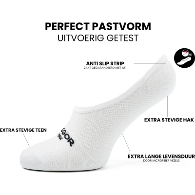 Afbeelding van McGregor Footies Heren Invisible Sneakersokken Maat 40 46 Wit 6 pack / paar Anti slip