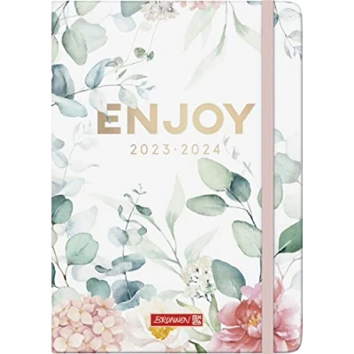 Afbeelding van BRUNNEN Schoolagenda &quot;Eucalyptus&quot; 2023/2024, 2 pagina&#039;s = 1 week, A5, wit