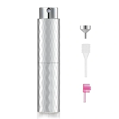 Afbeelding van Toureal 8 ml aluminium parfumverstuiver, navulbaar, leeg, reisverstuiver voor dames en heren, reisverstuiver, fles onderweg, zilver