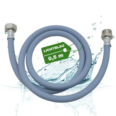 Afbeelding van LICHTBLAU Verlengde toevoerslang, 0,5 m, met metalen schroefdraad, aansluiting voor vaatwasser, wasmachine aansluiting, 3/4 inch, watertoevoerslang, universeel bruikbaar, fabrikant onafhankelijk