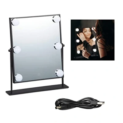 Afbeelding van Relaxdays make up spiegel met licht led Hollywood opmaakspiegel dimbaar zwart