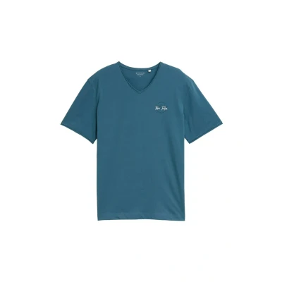 Afbeelding van TOM Tailor Tshirt print, Heren, Maat: Small, Real teal blue