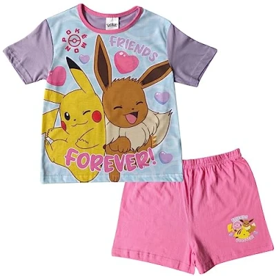 Afbeelding van Pokemon shortama roze Pikachu Friends Forever pyjama maat 140