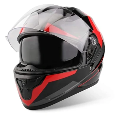 Afbeelding van VINZ Becket Integraalhelm met Zonnevizier ECE 22.06 / Motorhelm Scooter helm Brommerhelm Rood