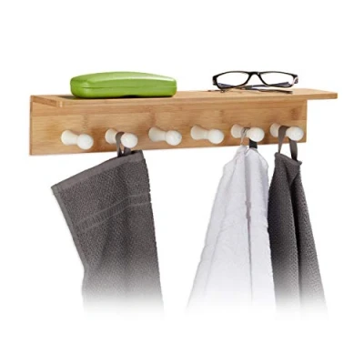 Afbeelding van Handdoekhouder bamboe voor muur Relaxdays