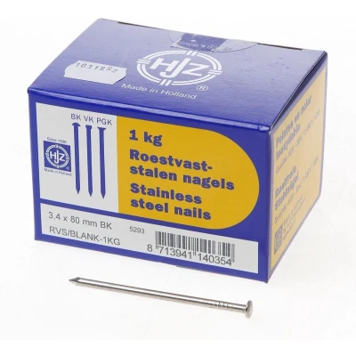 Afbeelding van Hjz RVS nagels bombe kop 3.4 x 80mm 1kg
