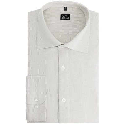 Afbeelding van Gents Overhemd linnen katoen ministreep zand Maat 3XL