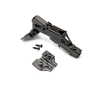 Afbeelding van Emuca Recht scharnier X91, D. 35 mm, zijwandmontage, zachte sluiting, opening 165º, met montageplaat Euro, Titanium, Staal, 10 st.
