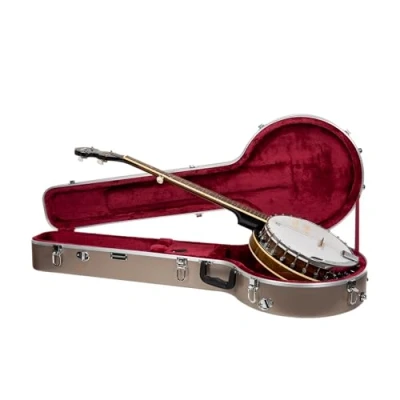 Afbeelding van Crossrock 5 snarige resonator en Gibson Tenor Banjo koffer ABS gegoten harde schaal met veiligheidsslot, metalen voetjes afneembare banden Champagne (CRA861BJCH)