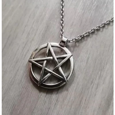 Afbeelding van Gothic ketting Heks Wicca Punk Pentagram goth