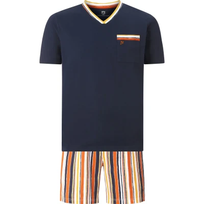 Afbeelding van Jan Vanderstorm Fredstein SET Pyjama, Heren, Maat: Large, Dunkelblau gemustert