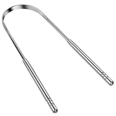 Afbeelding van INF Tongreiniger RVS, U vormige tongschraper tegen slechte adem, zilver, 1 x