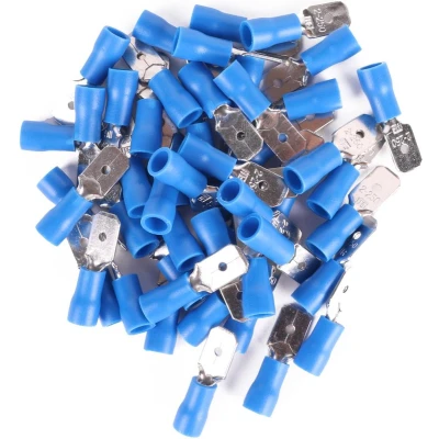 Afbeelding van Benson Kabelschoen Man Plat 2.5 naar 6.3 mm Blauw 50 Stuks