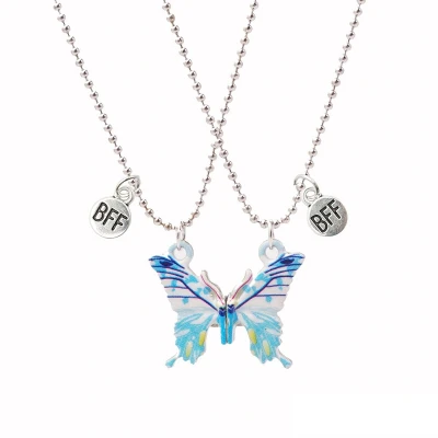 Afbeelding van Kasey Vriendschapsketting Blauwe Vlinder BFF Ketting Voor 2 Vriendschapskettingen Vriendschap Cadeau Zilverkleurig