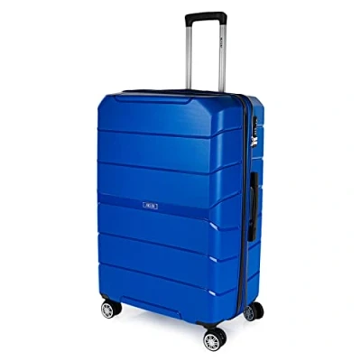 Afbeelding van JASLEN Valise Grande Taille Rigide 4 Roulettes Résistante XXL Légère Soute Avion de Voyage en Matériau PP. Combinaison TSA 161470, Blauw