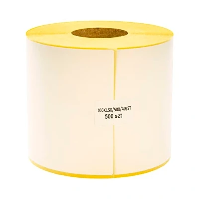 Afbeelding van MDlabels Witte thermische etiketten op rol 100 x 150 mm 500 stuks huls 40 permanent hechtend, verzendlabels,