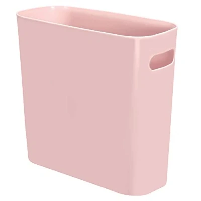Afbeelding van Youngever 5,5 l slanke vuilnisbak, herbruikbare plastic kleine vuilnisbak met handgrepen voor thuiskantoor, woonkamer, studeerkamer, keuken, badkamer (roze)