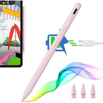Afbeelding van ESR Pen voor iPad 2018 2025, potlood met tilt sensitivity, palm rejection, compatibel 11 (A16) / 10e gen, Air 11&quot;/13&quot;, Pro 11&quot;/12,9&quot;/13&quot;, Mini 6/5, roze