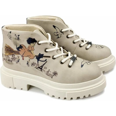 Afbeelding van GOBY Witch &amp; Birds Enkellaarsjes Damesboots Laarzen Hoge kwaliteit Handmade Maat 36