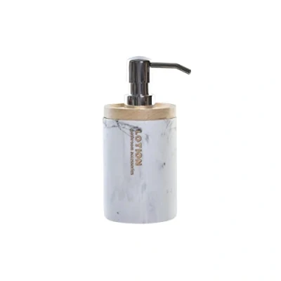 Afbeelding van Zeepdispenser DKD Home Decor Marmer 9 x 7,7 17,5 cm Natuurlijk Wit rubber Hars