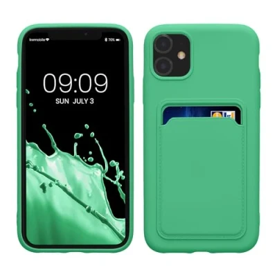 Afbeelding van kwmobile telefoonhoesje compatibel met Apple iPhone 11 hoesje Case pasjeshouder Smartphone cover in limoengroen