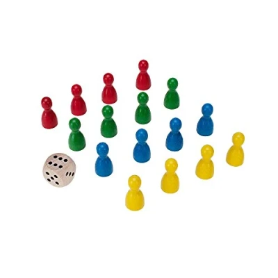 Afbeelding van GICO 2136 Speelkegelset, 16 halmakegels van hout, 24 x 12 mm en 1 speelkubus mm, hout