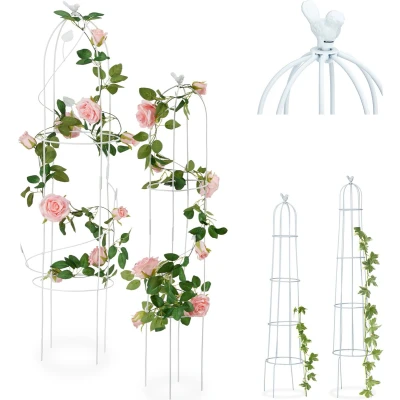 Afbeelding van Relaxdays rankhulp set van 2 stuks obelisk plantensteun plantenklimrek metaal B