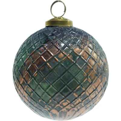Afbeelding van Clayre &amp; Eef Kerstbal Ø 10 cm Groen Bruin Glas Kerstdecoratie
