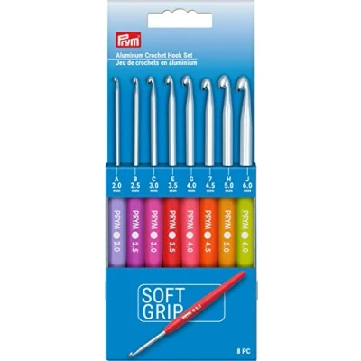 Afbeelding van Prym Soft Grip Aluminium, 2 6mm haaknaald Set, Multicolor 8 Count
