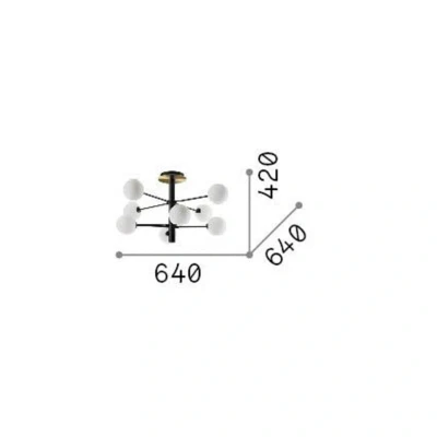 Afbeelding van Ideallux Ideal Lux Cosmopolitan plafondlamp zwart metaal glas 8flg.