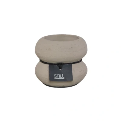 Afbeelding van STILL Waxinelichthouder Theelichthouder Maxi waxinelicht Aardewerk Dubbel Rond Taupe 8x10 cm