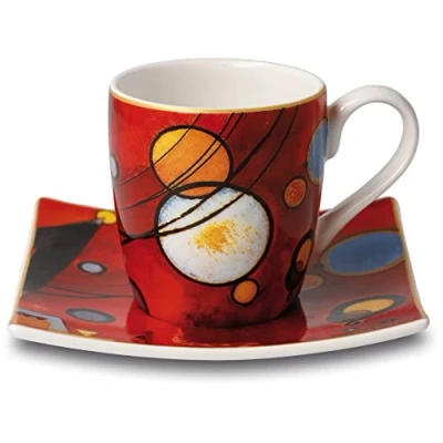 Afbeelding van Goebel Wassily Kandinsky Kop en schotel Espresso Zwaar rood Porselein 10cm 100ml