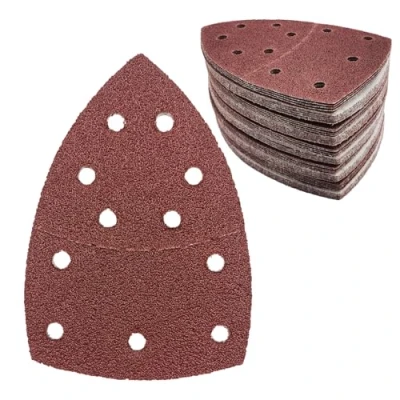 Afbeelding van Schuurpapier, driehoekige schuurmachine, 11 gaats schuurpads, korrelgrootte 40 muispapier, schuurbladen voor 155 x 108 mm, 50 stuks