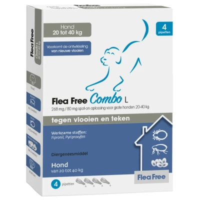 Afbeelding van Flea Free Spot On Combo Hond Large Anti vlooien en tekenmiddel 4 pip 20 40 Kg