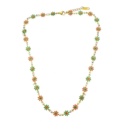 Afbeelding van Fjesta Kruikenstad Ketting Bloemetjes Sieraden Accessoires Goud Premium RVS One Size